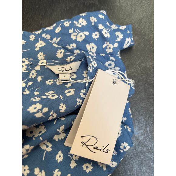 NWT Rails Sophia Blue Daisies Romper Women's Size Large MISSING BELT - Picture 4 of 5